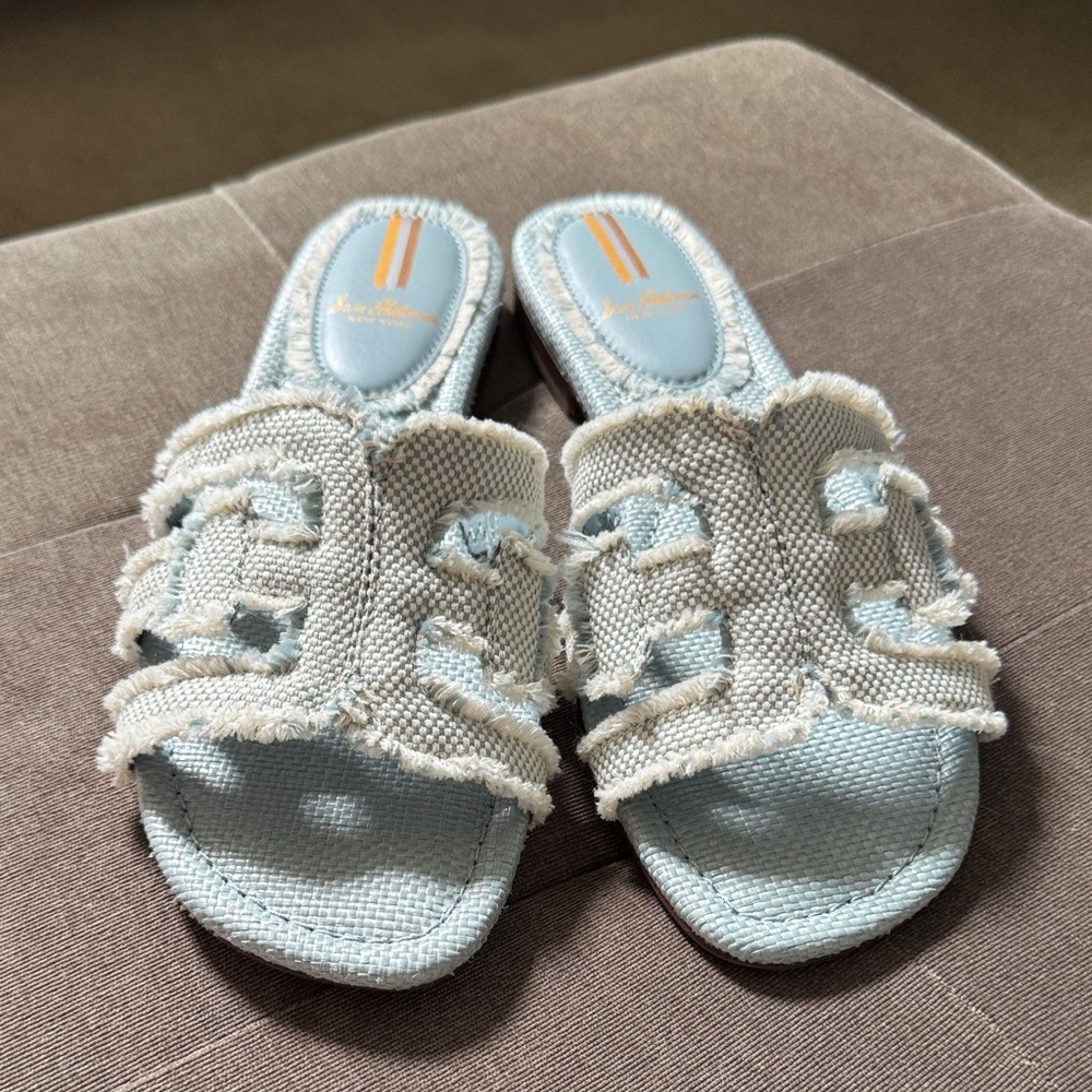 NWOT Sam Edelman Light Blue and White Textured Sandals sz 9